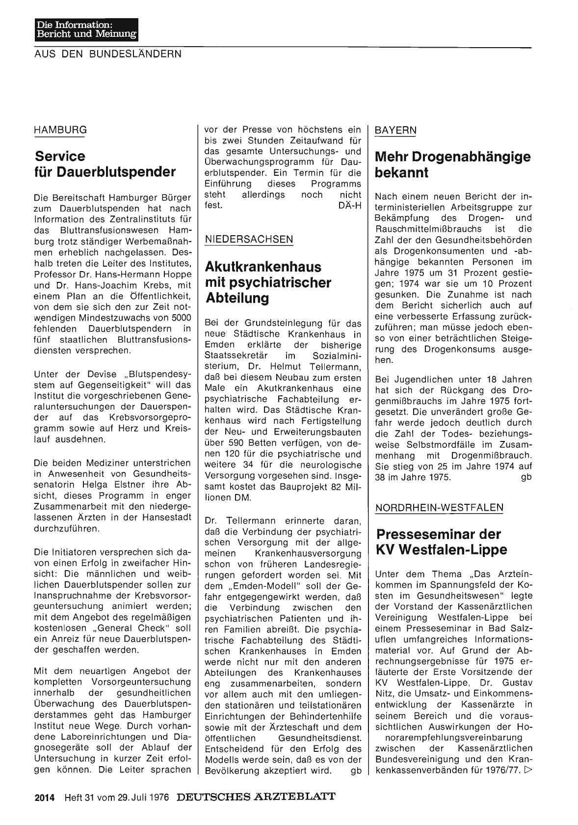 Vorschauseite 1: Hamburg: Service für Dauerblutspender