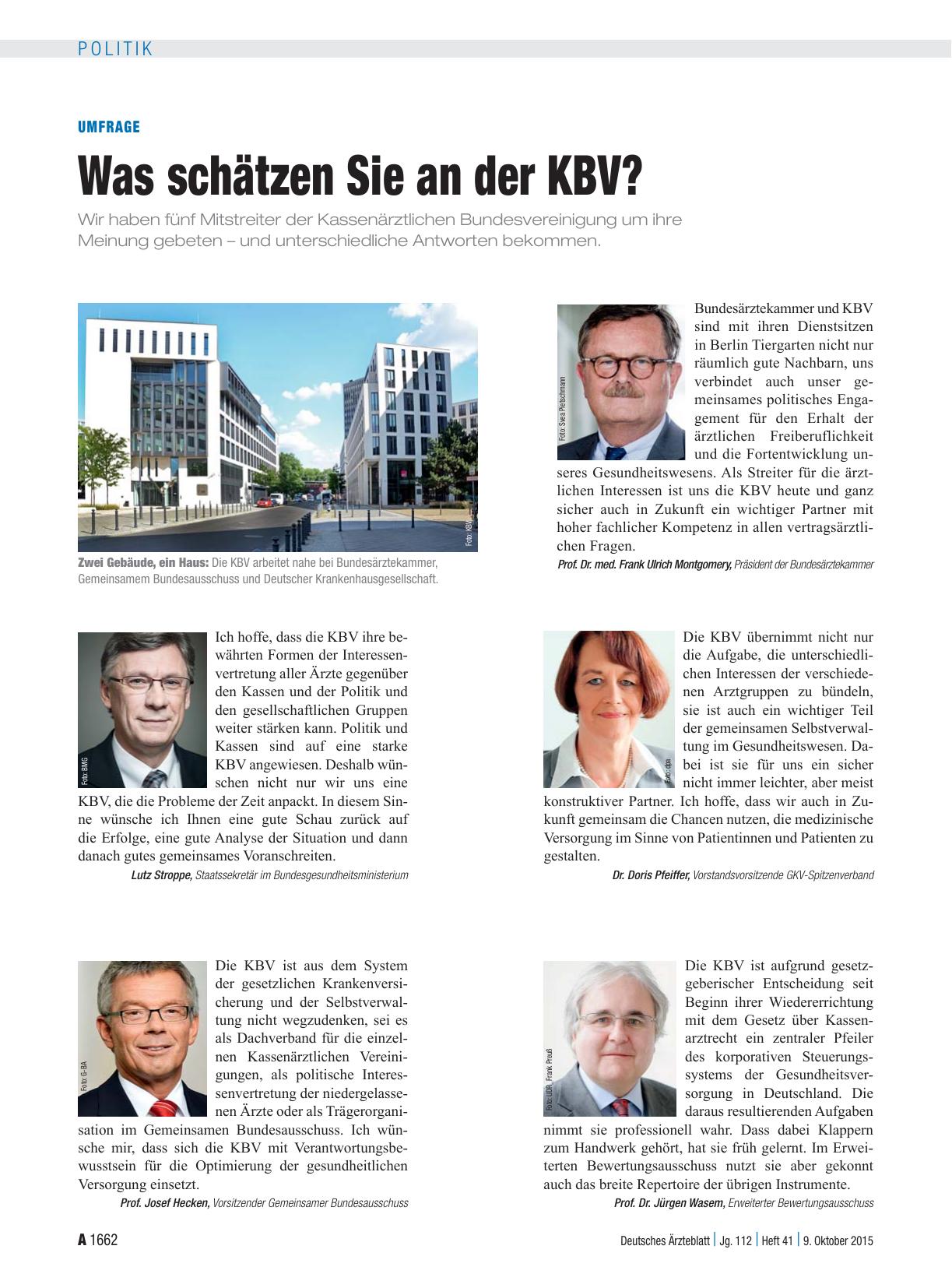 Vorschauseite 1: Umfrage: Was schätzen Sie an der KBV?