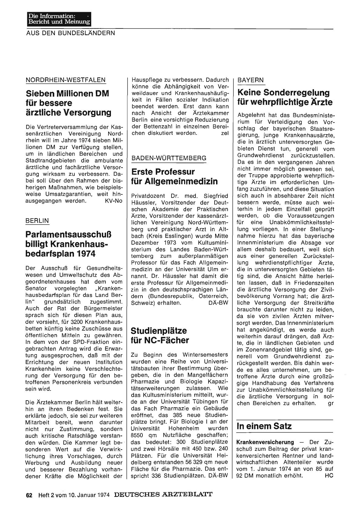 Vorschauseite 1: Baden-WÜrttemberg: Erste Professur für Allgemeinmedizin