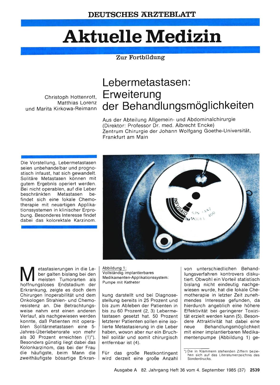Vorschauseite 1: Lebermetastasen: Erweiterung der Behandlungsmöglichkeiten