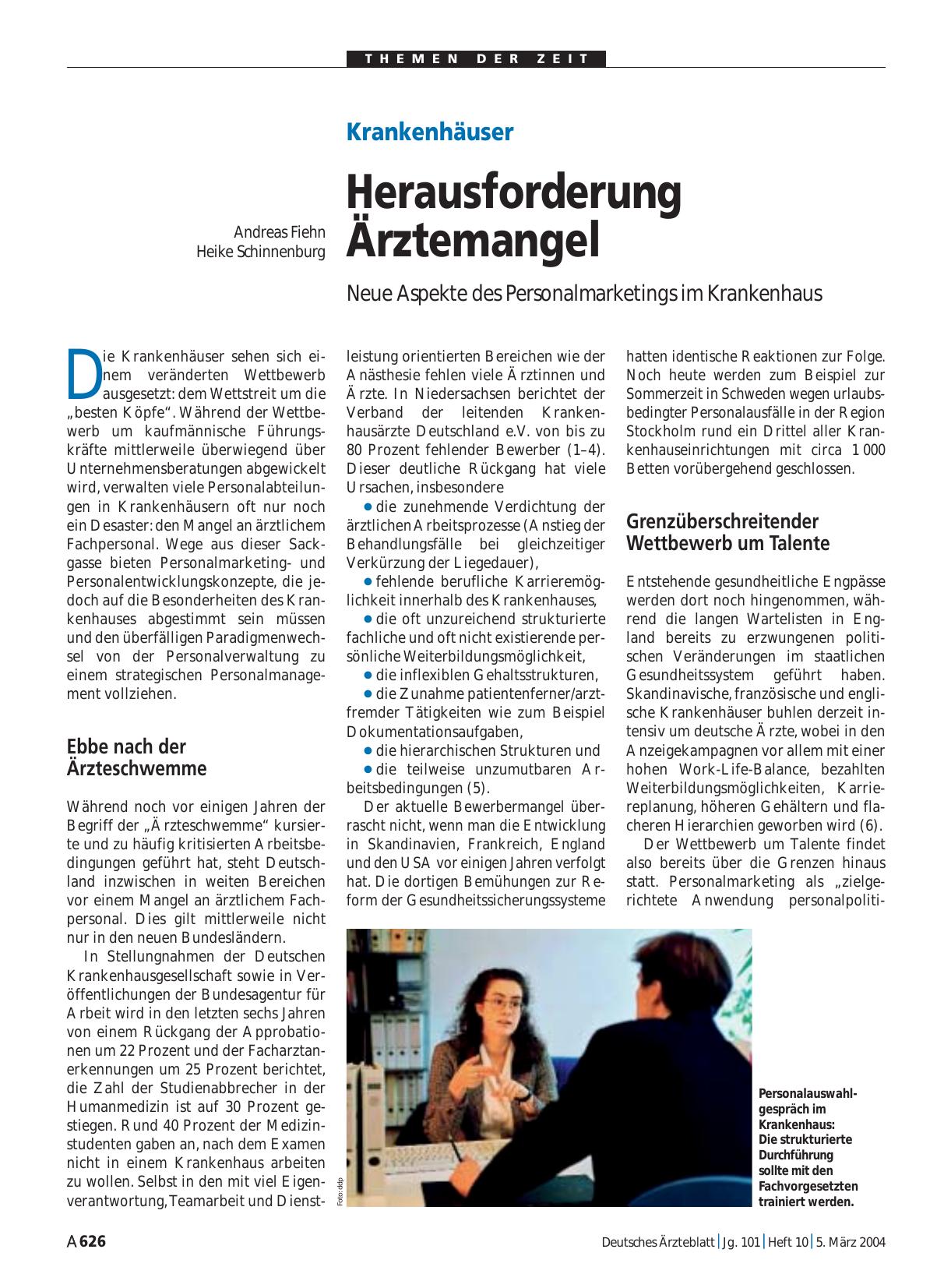 Vorschauseite 1: Krankenhäuser: Herausforderung Ärztemangel