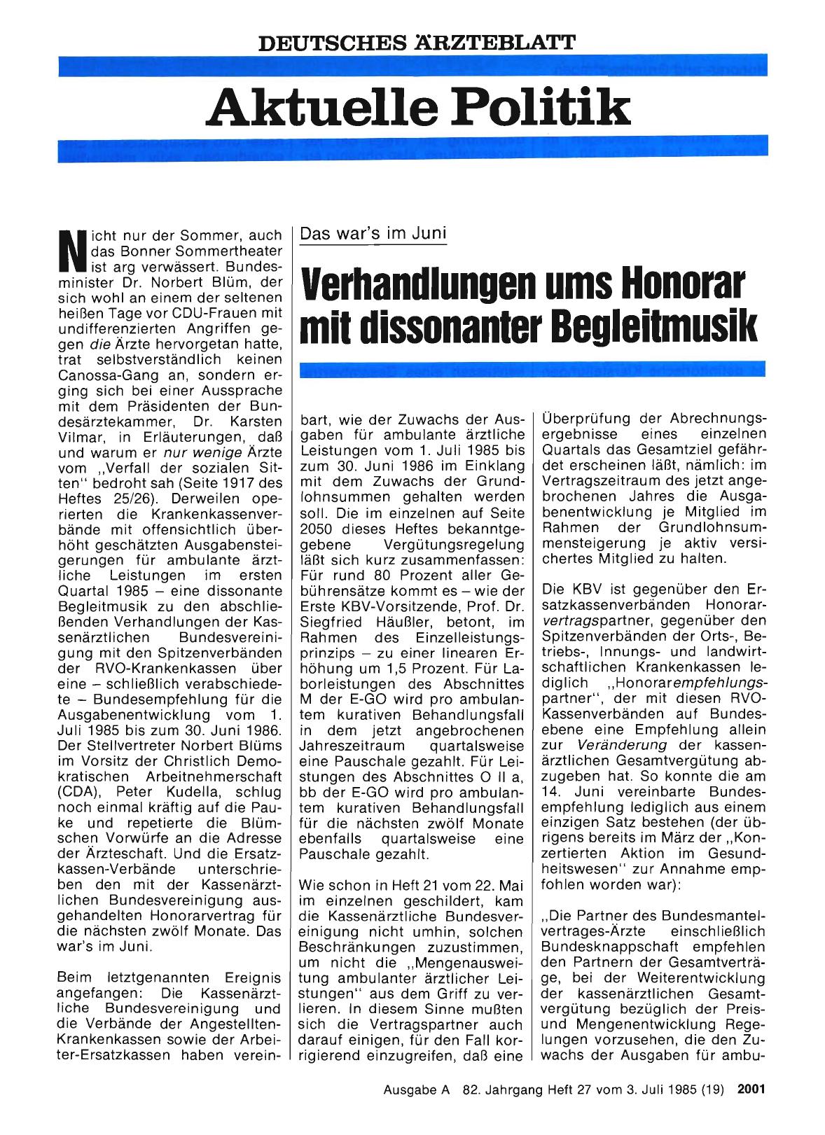 Vorschauseite 1: Verhandlungen ums Honorar mit dissonanter Begleitmusik