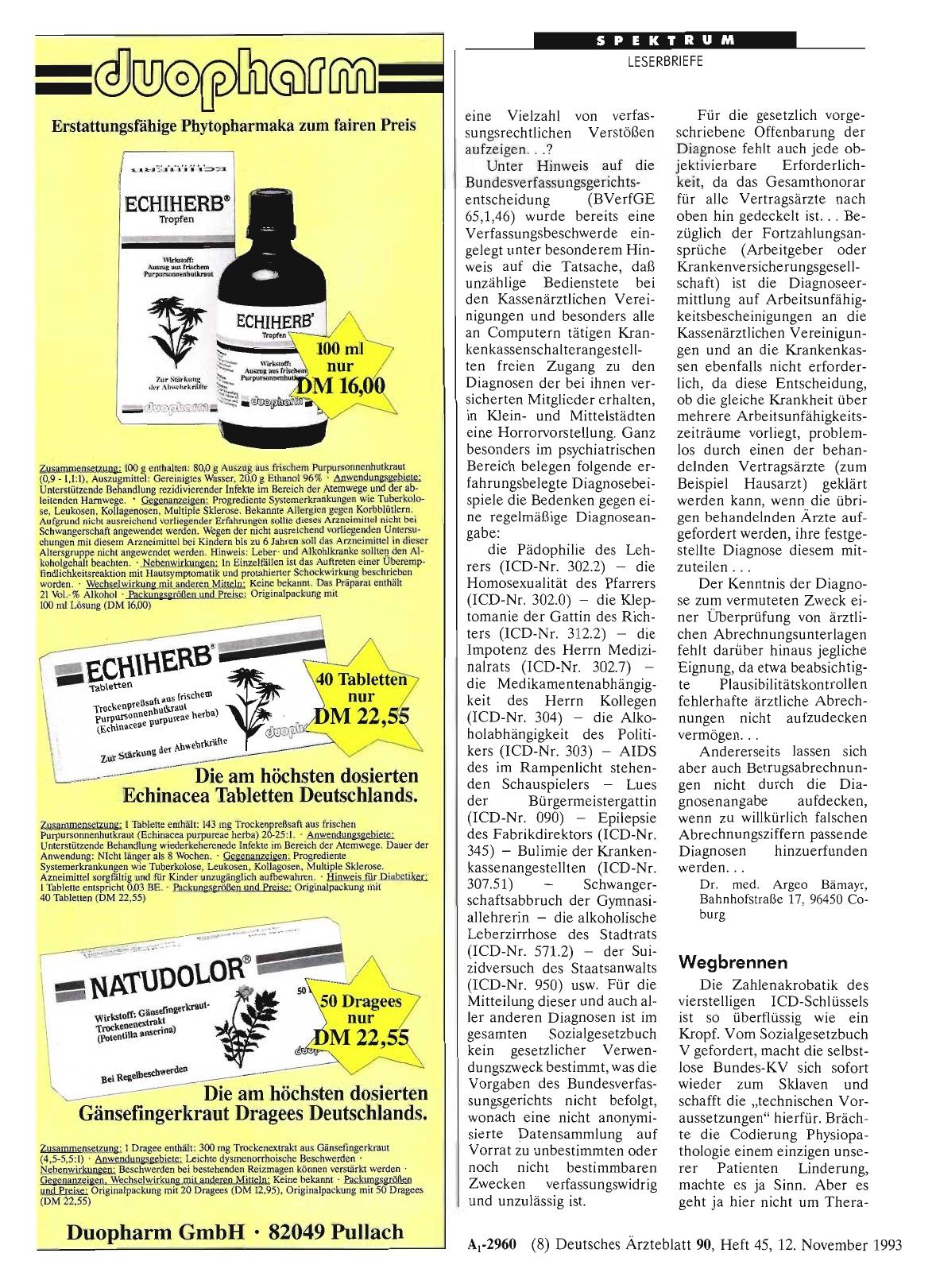 Vorschauseite 1: ICD-Schlüssel: Wegbrennen