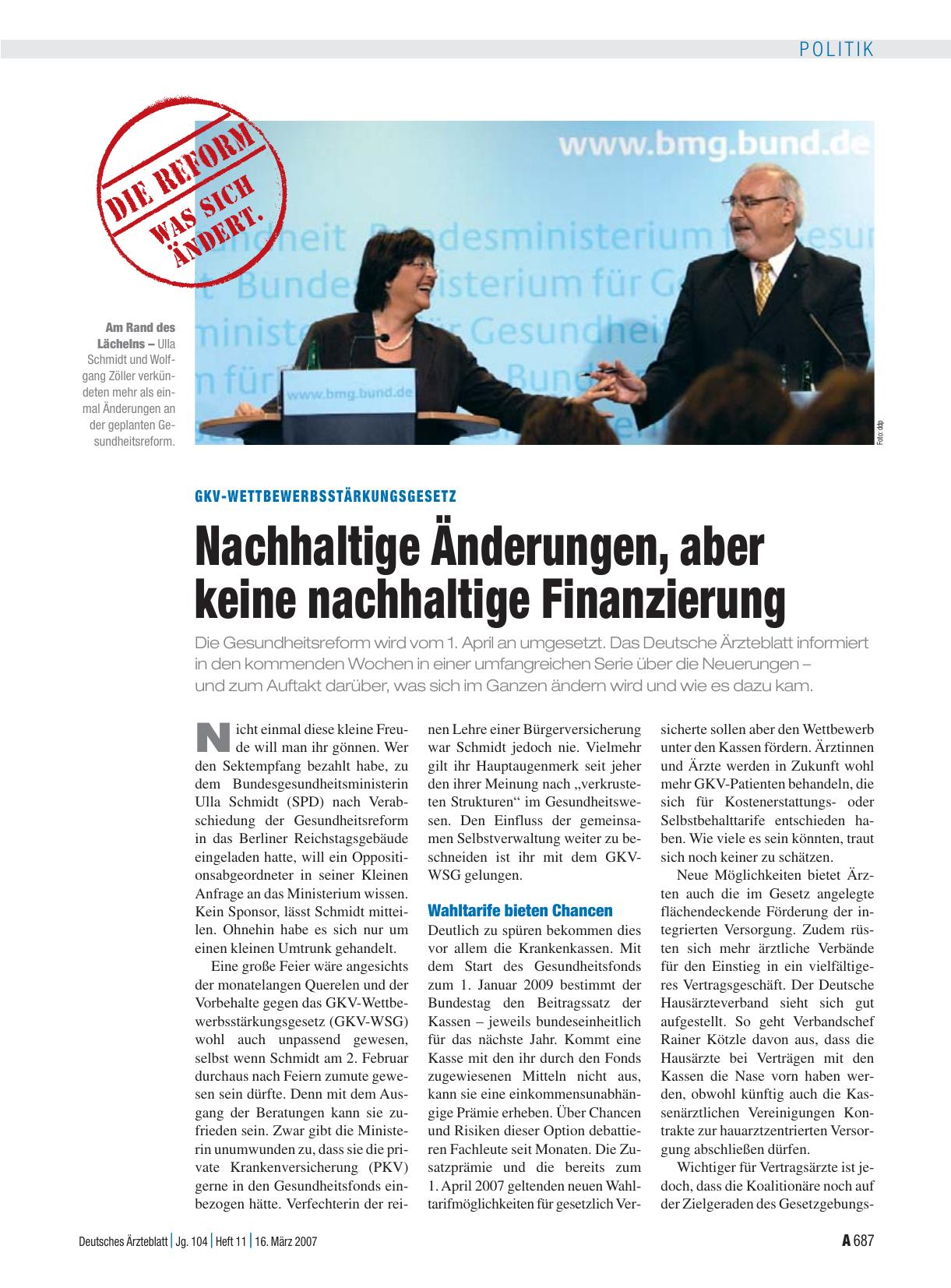 Vorschauseite 1: GKV-Wettbewerbsstärkungsgesetz: Nachhaltige Änderungen, aber keine nachhaltige Finanzierung