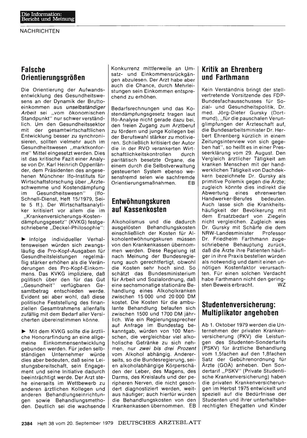Vorschauseite 1: Kritik an Ehrenberg und Farthmann