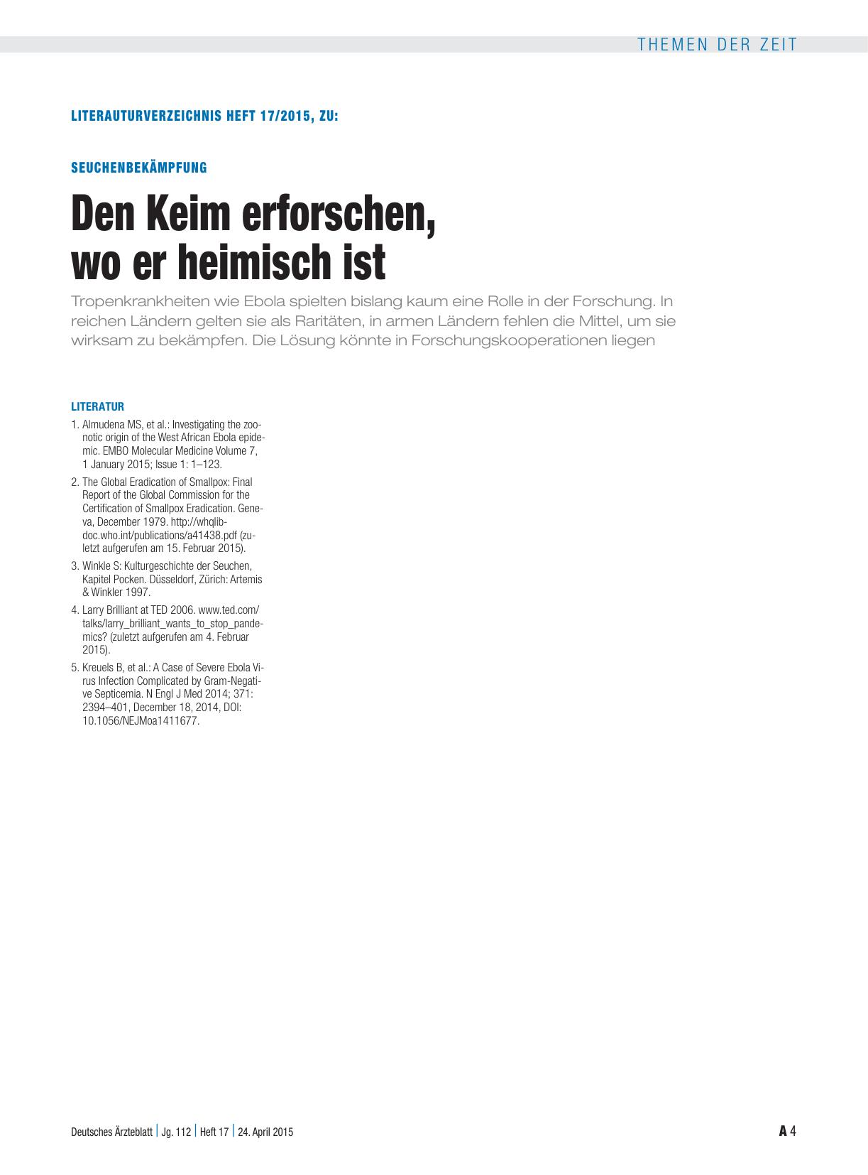 Vorschauseite 4: Seuchenbekämpfung: Den Keim erforschen, wo er heimisch ist