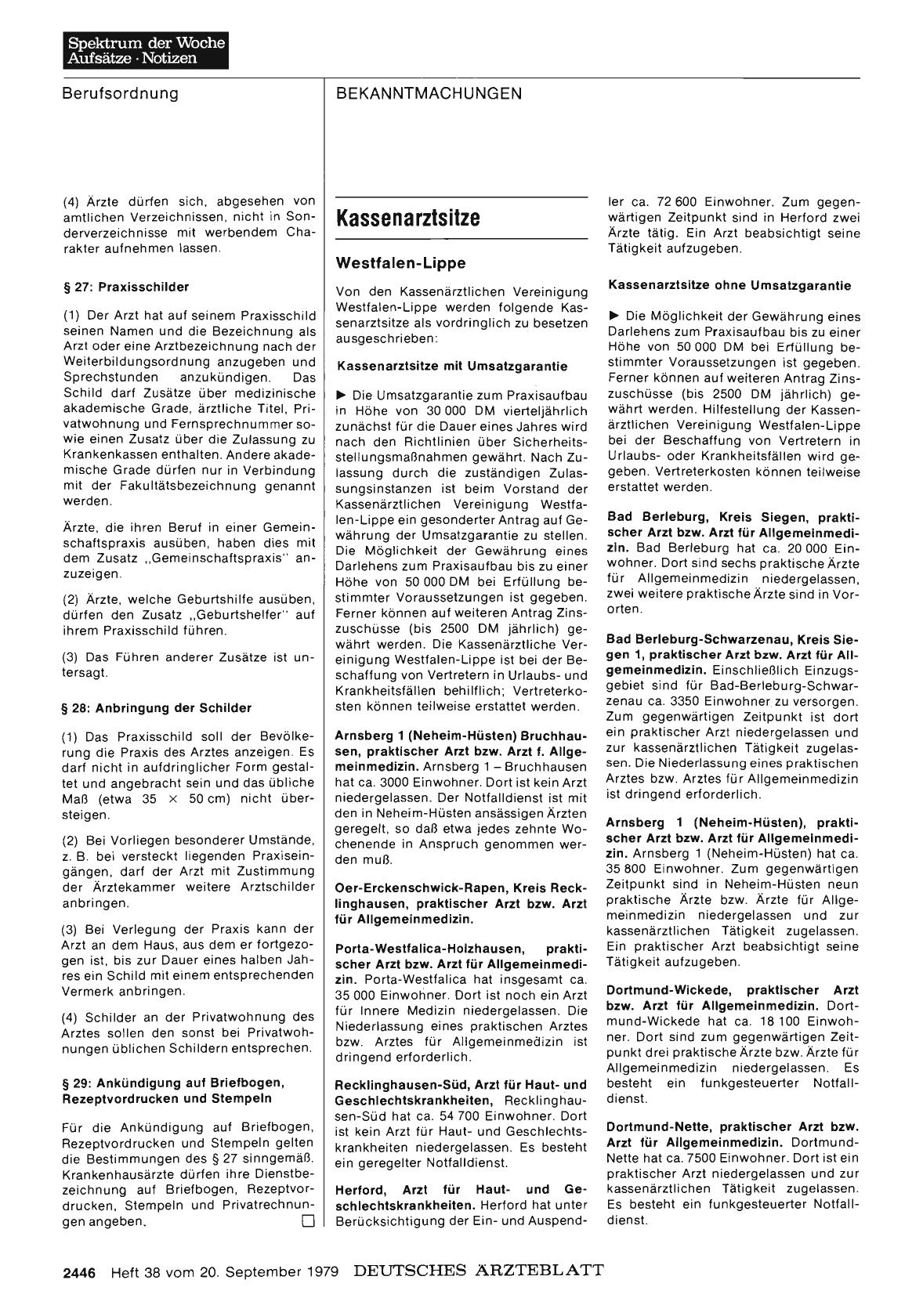 Vorschauseite 1: Kassenarztsitze