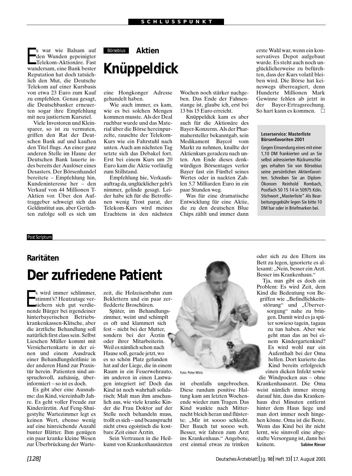Vorschauseite 1: Raritäten: Der zufriedene Patient