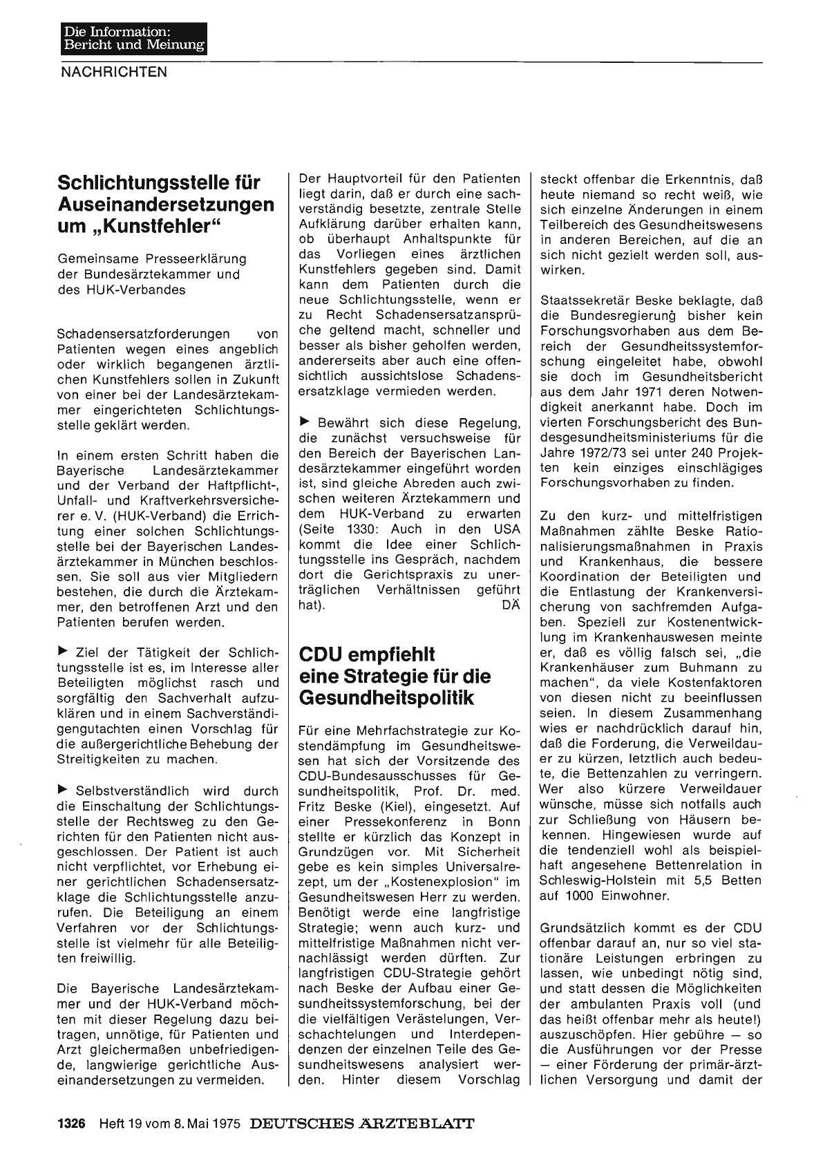 Vorschauseite 1: CDU empfiehlt eine Strategie für die Gesundheitspolitik