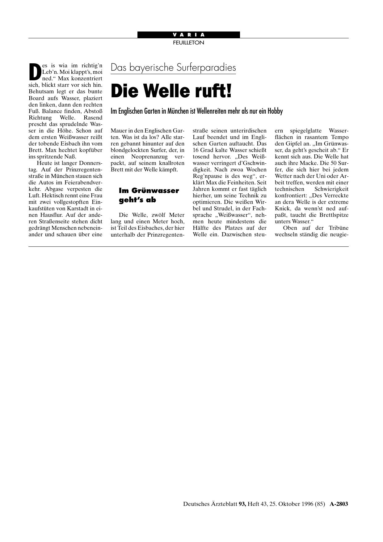 Vorschauseite 1: Das bayerische Surferparadies: Die Welle ruft!