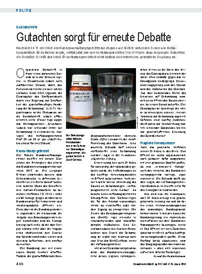 Vorschauseite 1: Suizidbeihilfe: Gutachten sorgt für erneute Debatte