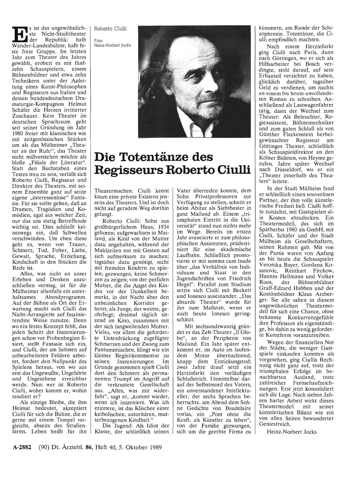 Vorschauseite 1: Die Totentänze des Regisseurs Roberto Ciulli