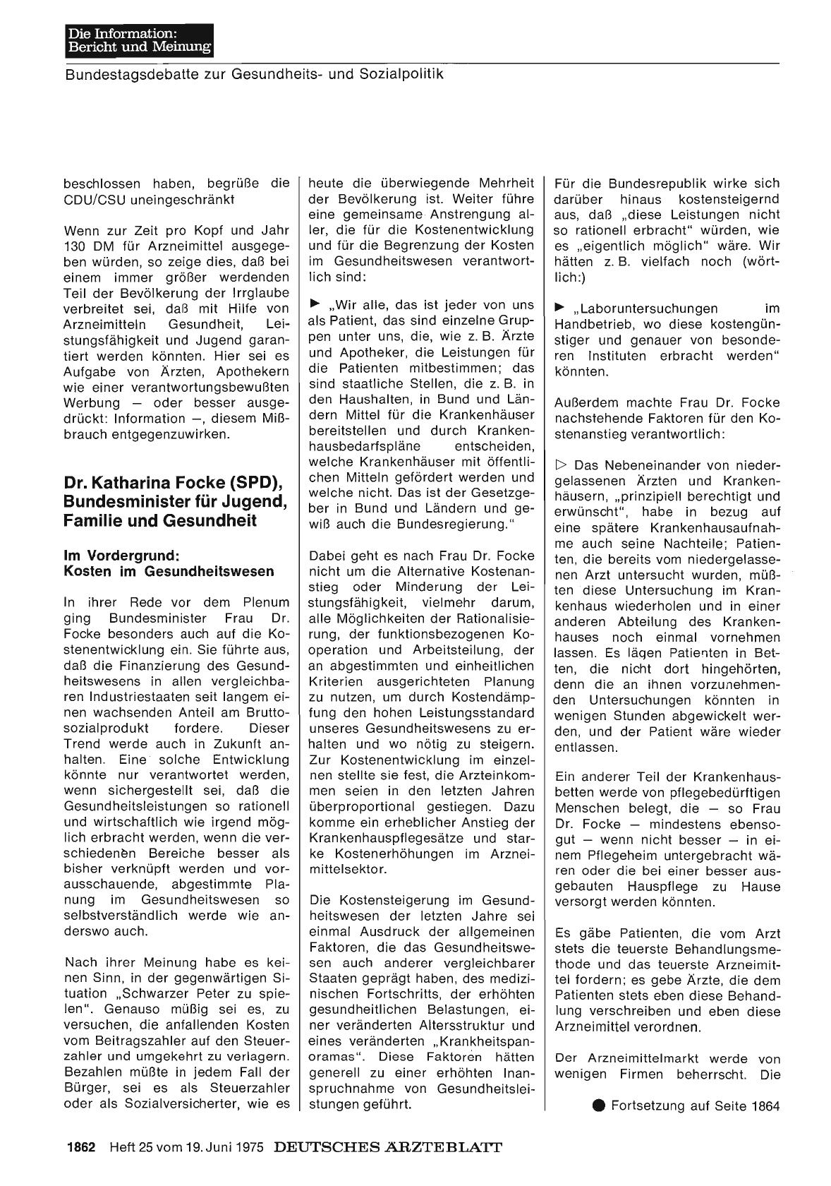Vorschauseite 1: Dr. Katharina Focke (SPD), Bundesminister für Jugend, Familie und Gesundheit