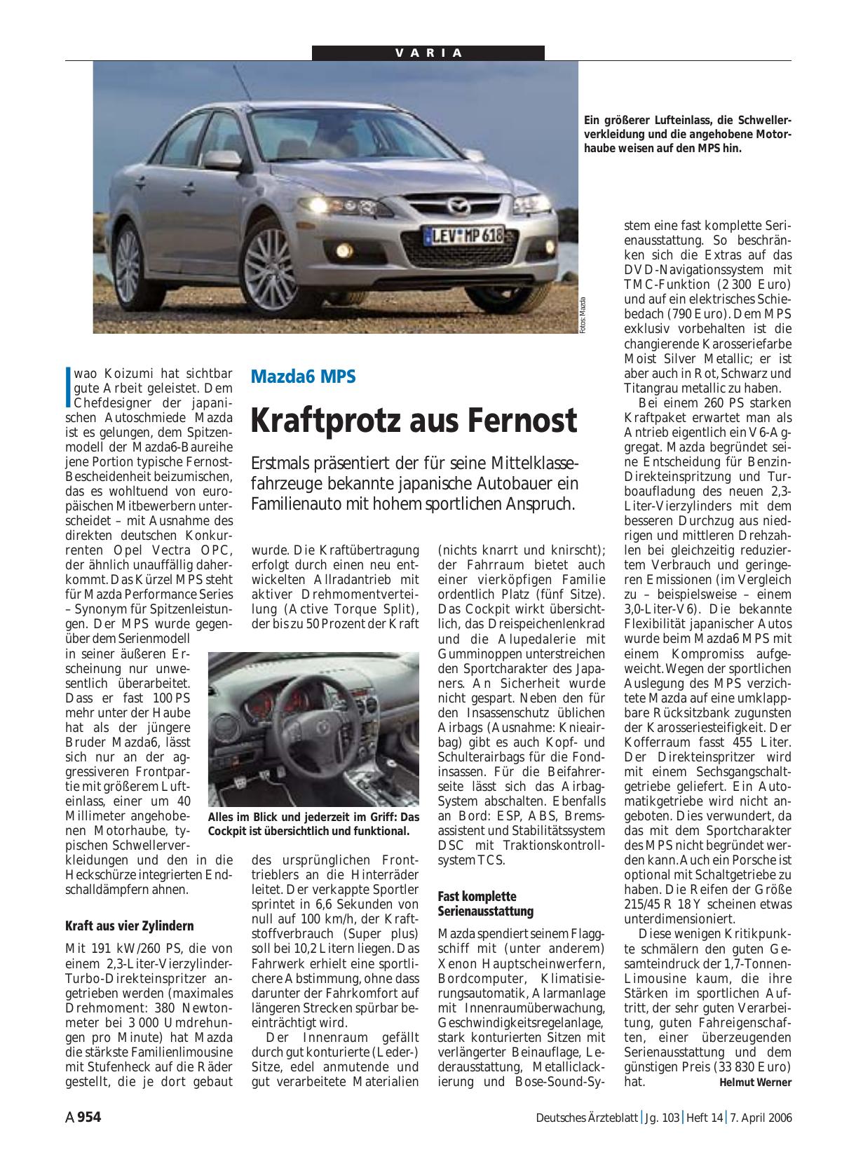 Vorschauseite 1: Mazda6 MPS: Kraftprotz aus Fernost