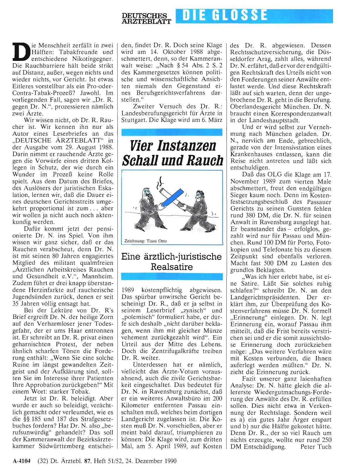Vorschauseite 1: Vier Instanzen Schall und Rauch: Eine ärztlich-juristische Realsatire