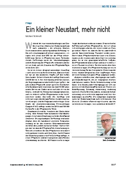 Vorschauseite 1: Pflege: Ein kleiner Neustart, mehr nicht