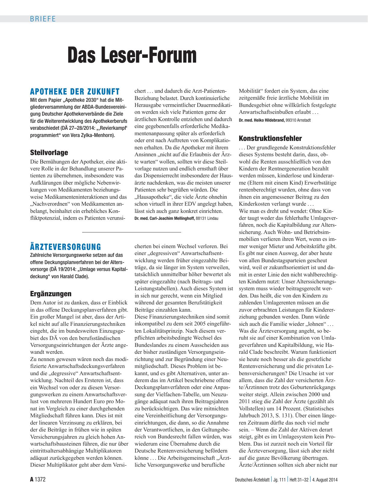 Vorschauseite 1: Ärzteversorgung: Konstruktionsfehler