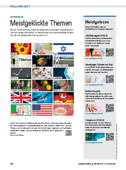 Vorschauseite 1: aerzteblatt.de: Meistgeklickte Themen
