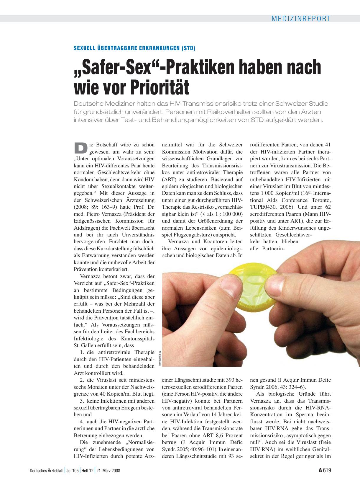 Vorschauseite 1: Sexuell übertragbare Erkrankungen (STD): „Safer-Sex“-Praktiken haben nach wie vor Priorität