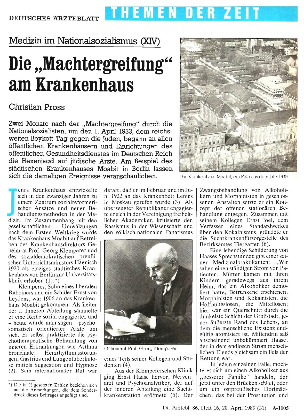 Vorschauseite 1: Die „Machtergreifung“ am Krankenhaus