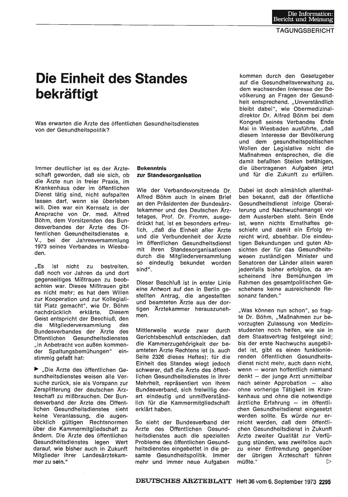 Vorschauseite 1: Die Einheit des Standes bekräftigt