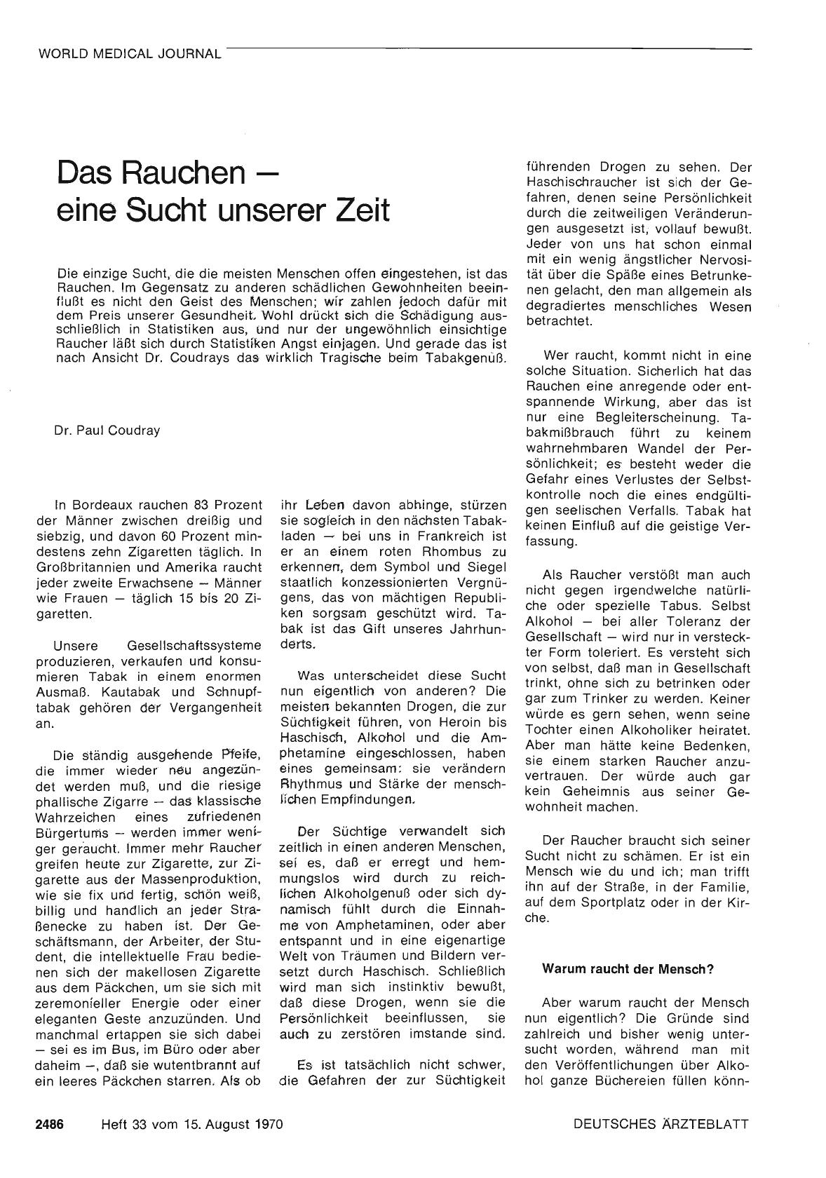 Vorschauseite 1: Das Rauchen — eine Sucht unserer Zeit