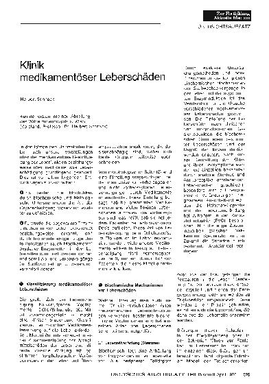 Vorschauseite 1: Klinik medikamentöser Leberschäden