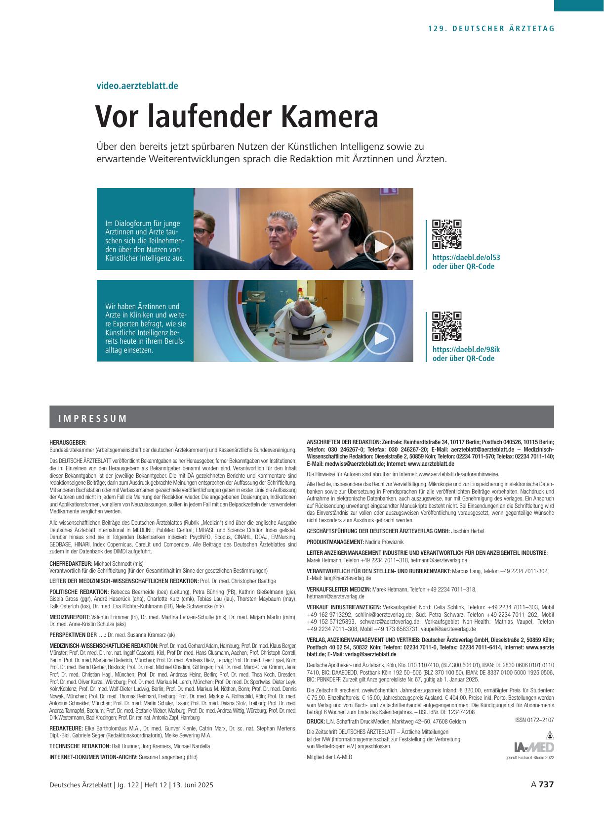 Vorschauseite 1: video.aerzteblatt.de: Vor laufender Kamera