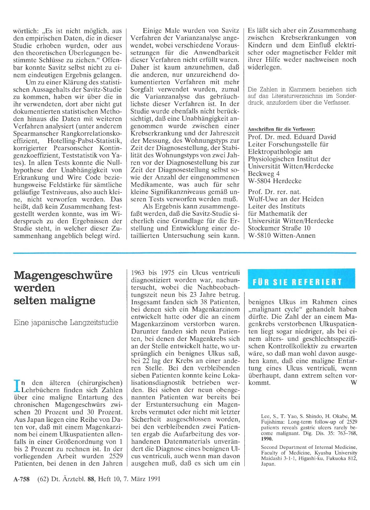 Vorschauseite 1: Magengeschwüre werden selten maligne