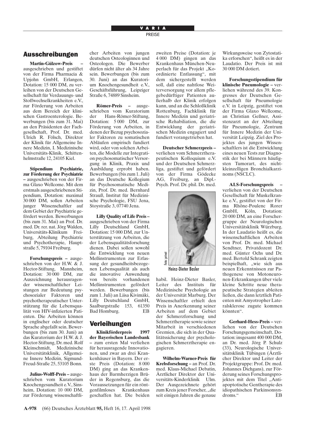 Vorschauseite 1: Verleihungen