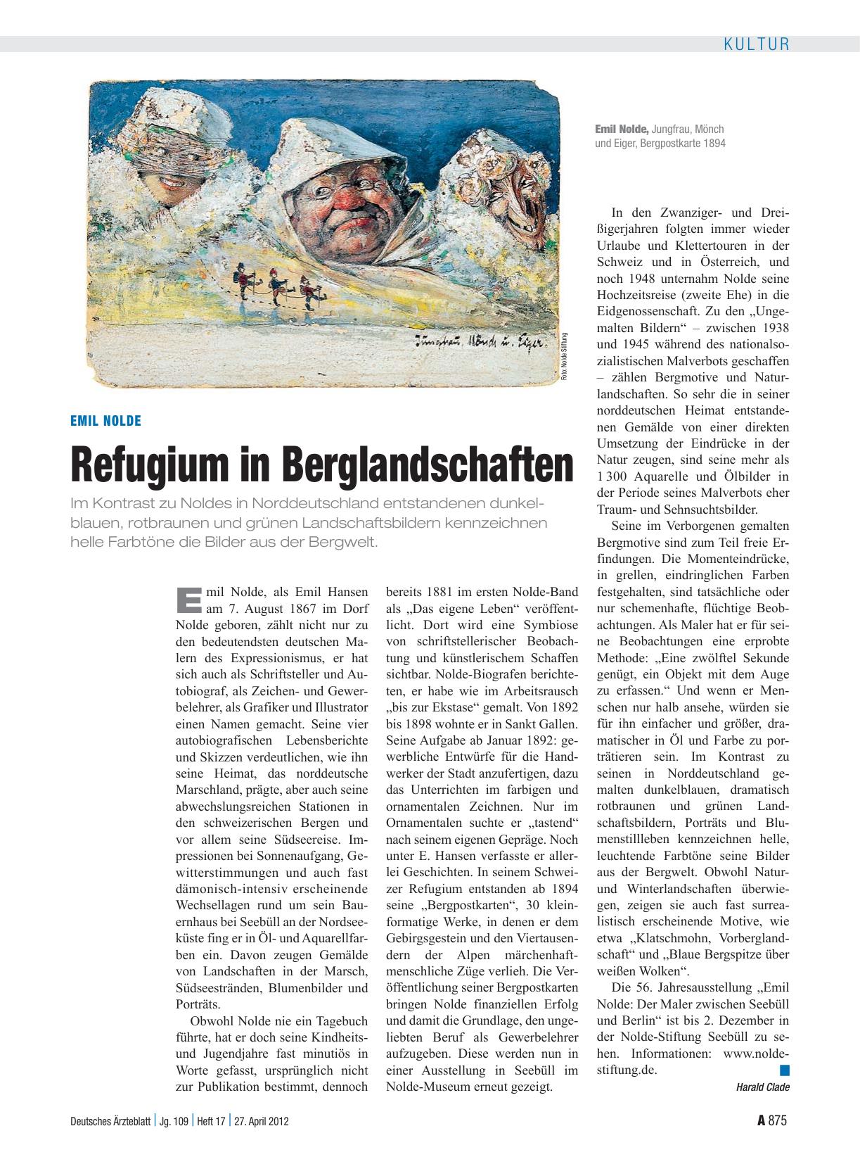 Vorschauseite 1: Emil Nolde: Refugium in Berglandschaften