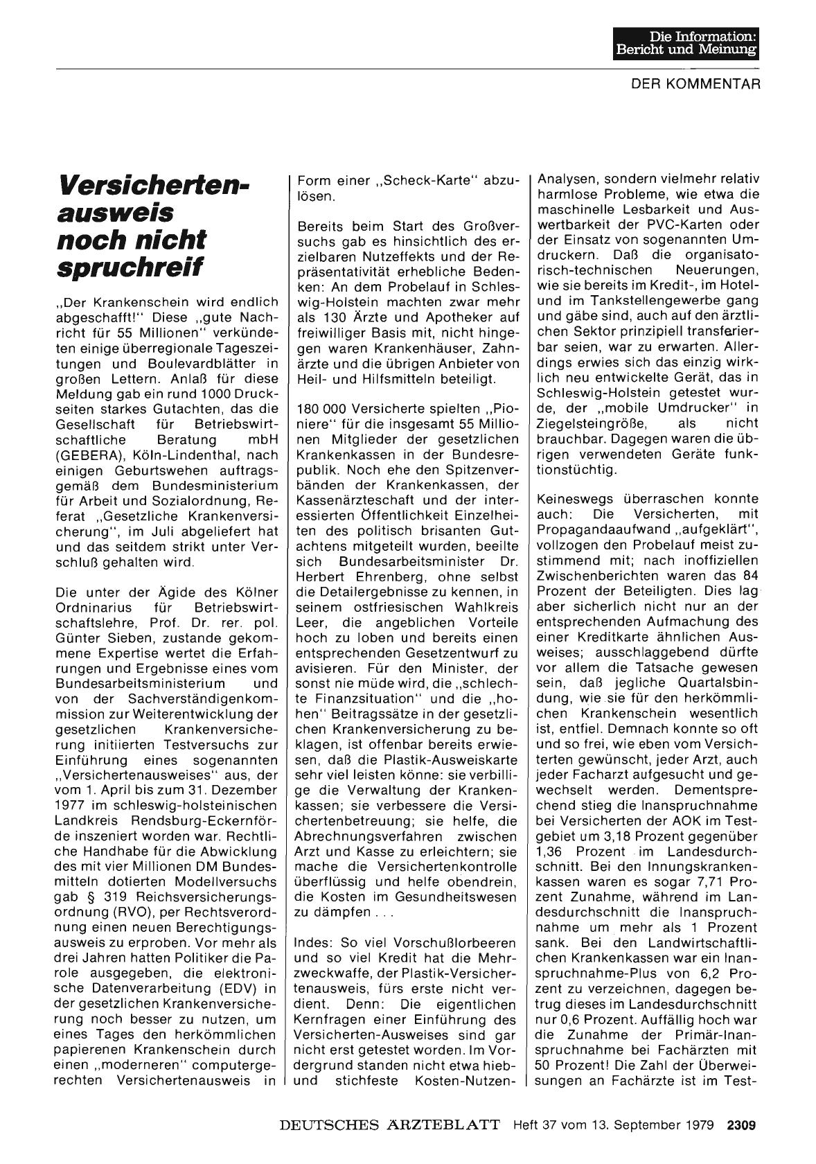 Vorschauseite 1: Versichertenausweis noch nicht spruchreif