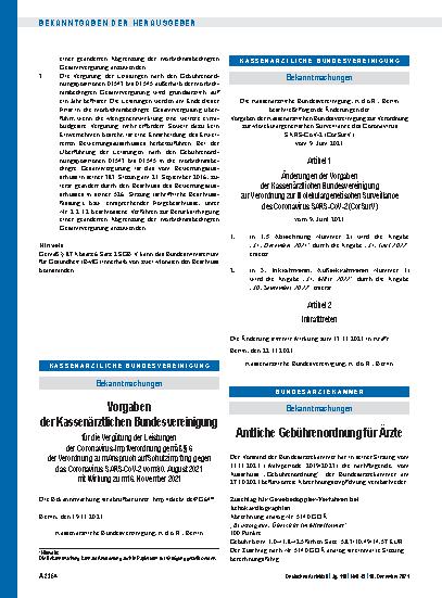 Vorschauseite 1: Änderungen der Vorgaben der Kassenärztlichen Bundesvereinigung zur Verordnung zur Molekulargenetischen Surveillance des Coronavirus SARS-CoV-2 (CorSurV)