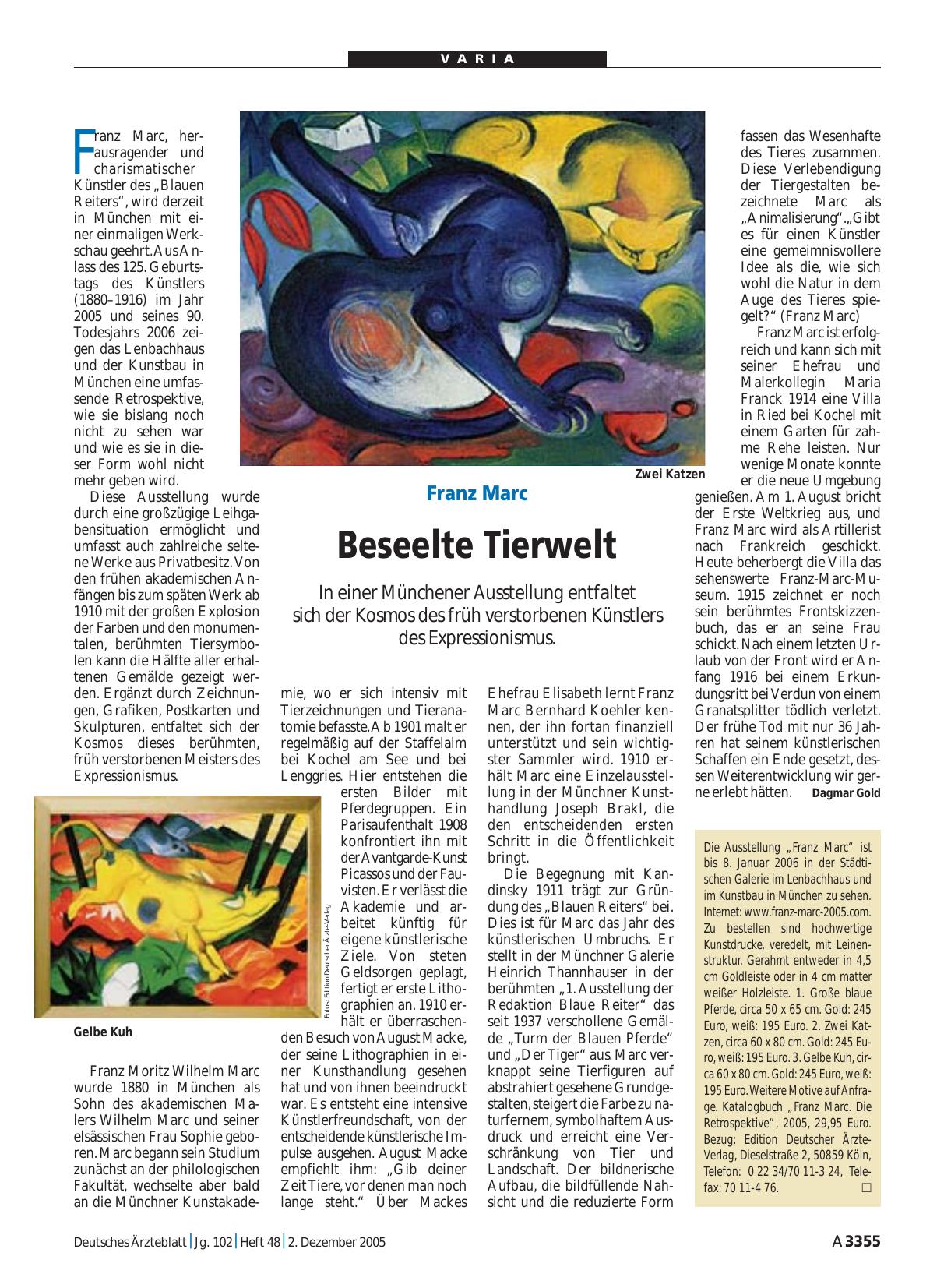 Vorschauseite 1: Franz Marc: Beseelte Tierwelt