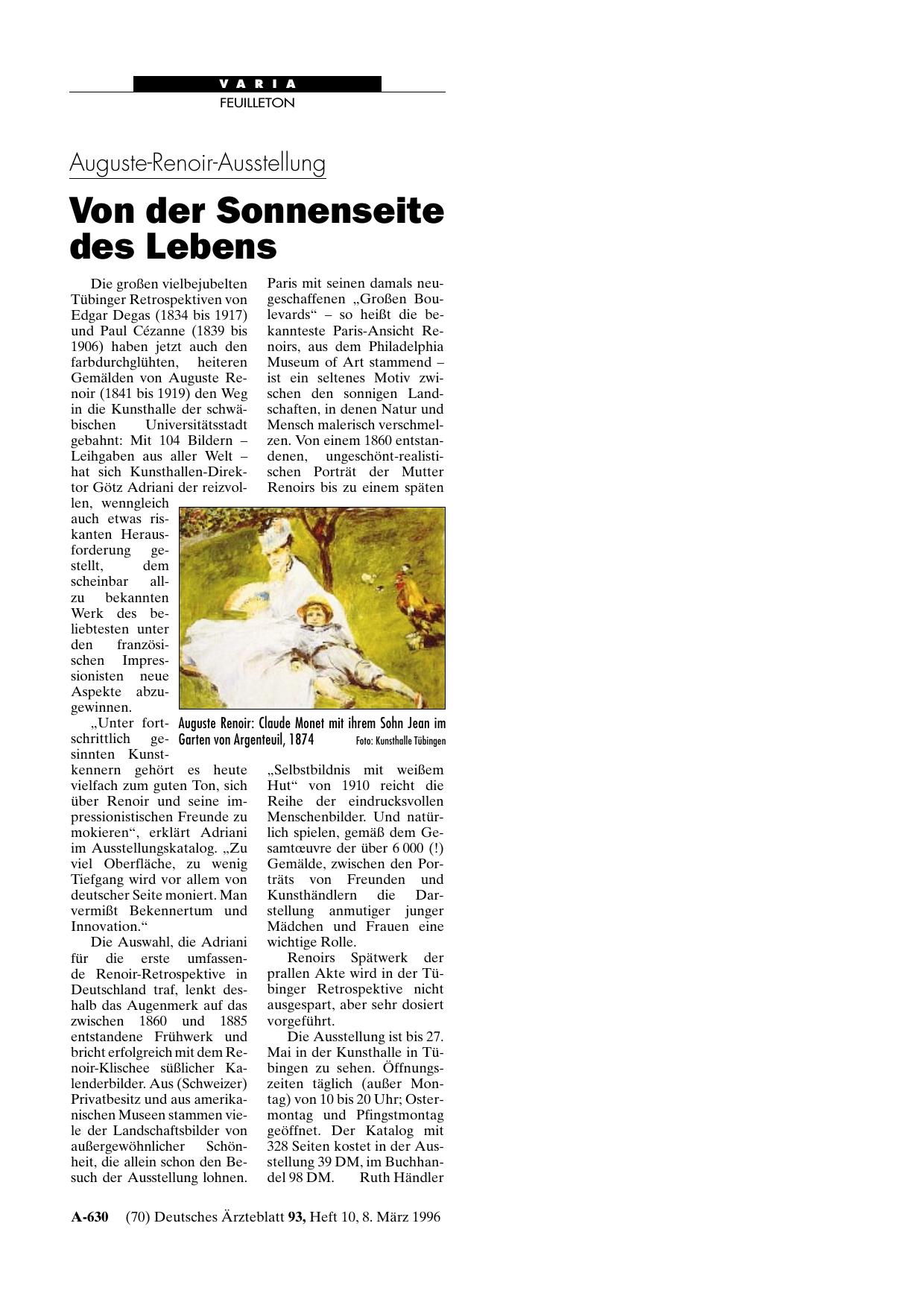 Vorschauseite 1: Auguste-Renoir-Ausstellung: Von der Sonnenseite des Lebens