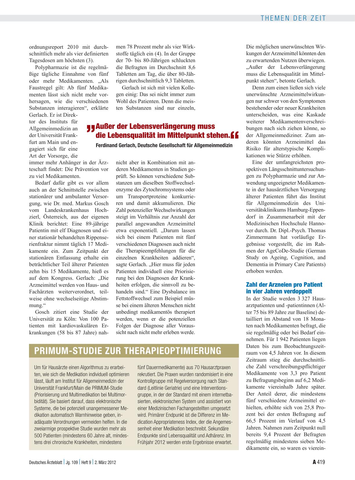 Vorschauseite 2: Polypharmakotherapie im Alter: Weniger Medikamente sind oft mehr