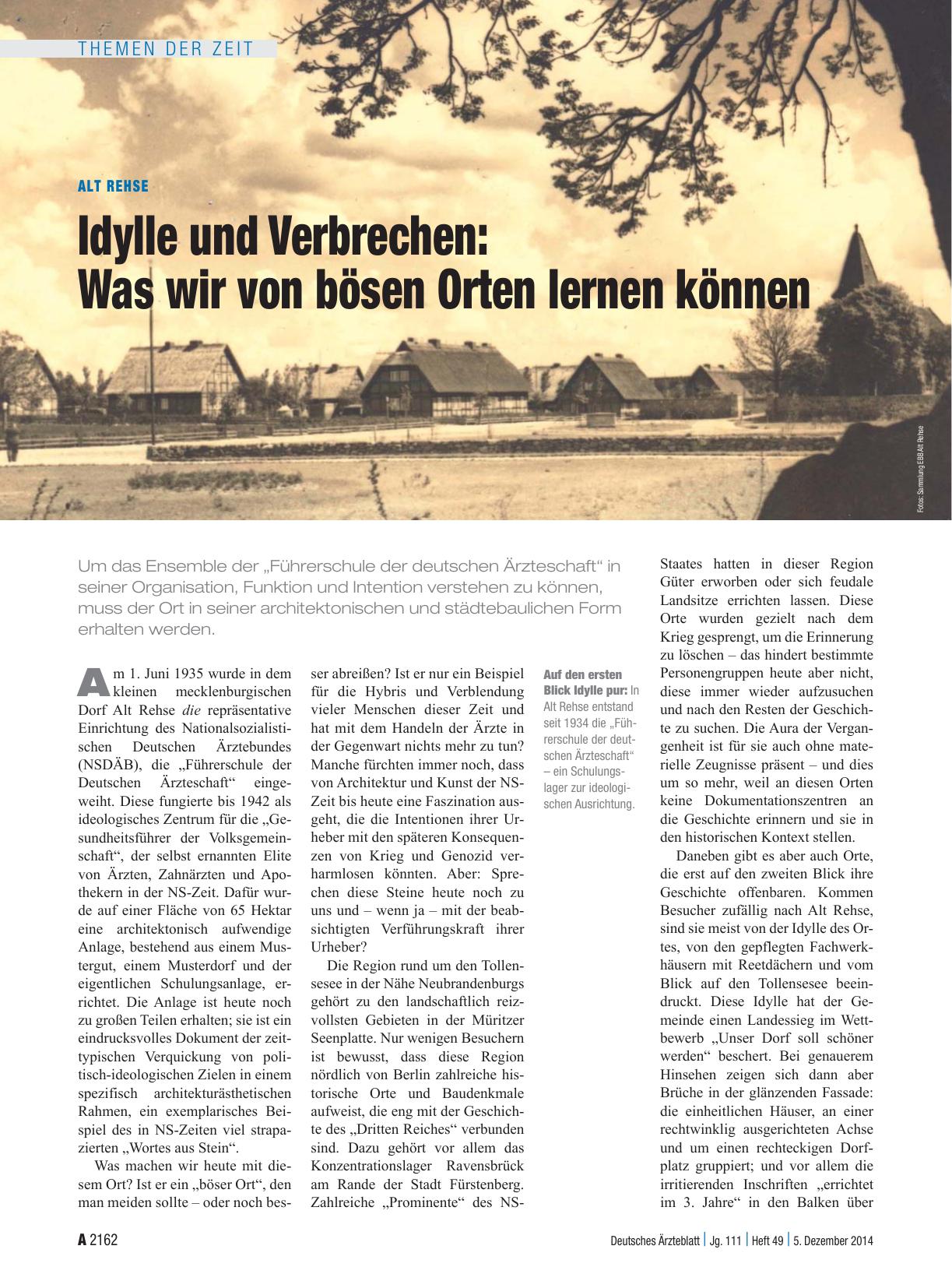 Vorschauseite 1: Alt Rehse – Idylle und Verbrechen: Was wir von bösen Orten lernen können
