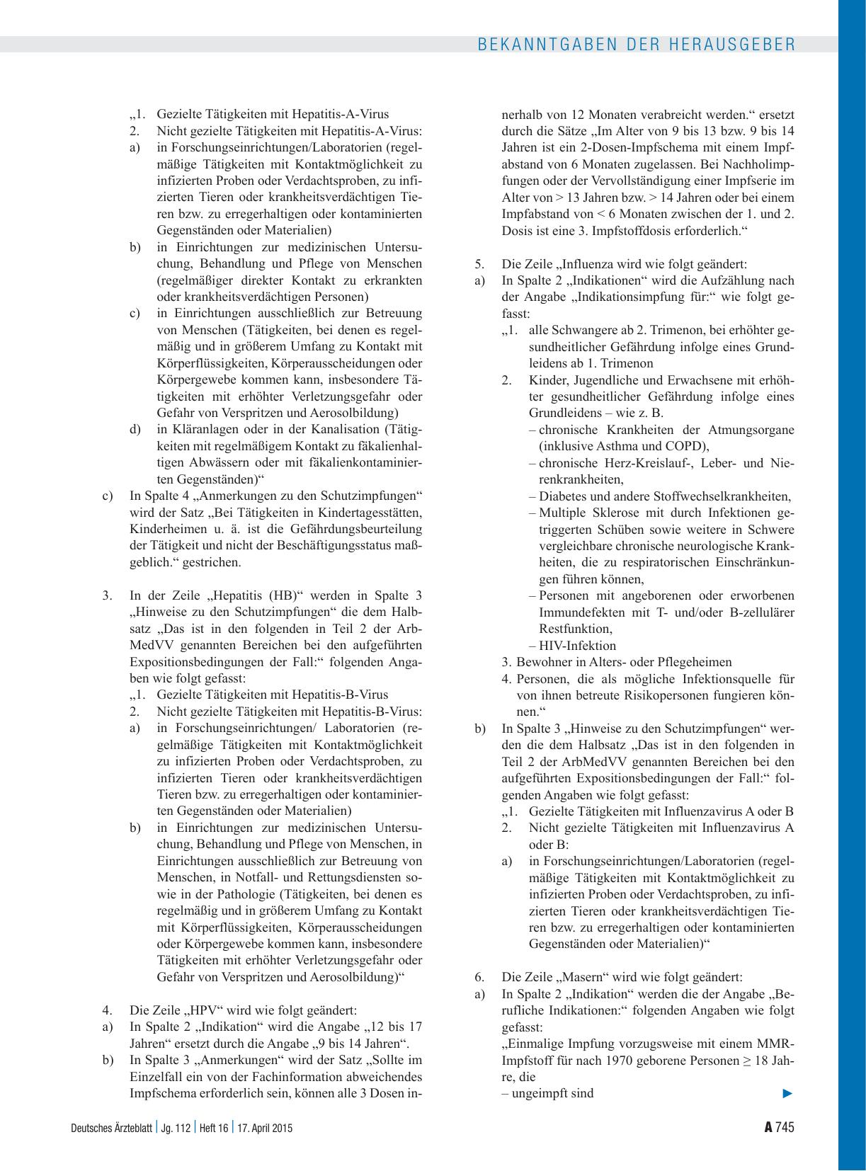 Vorschauseite 2: Beschluss des Gemeinsamen Bundesausschusses über die Änderung der Schutzimpfungs-Richtlinie (SI-RL): Umsetzung STIKO-Empfehlungen August 2014 und Anpassung an die Verordnung zur a…