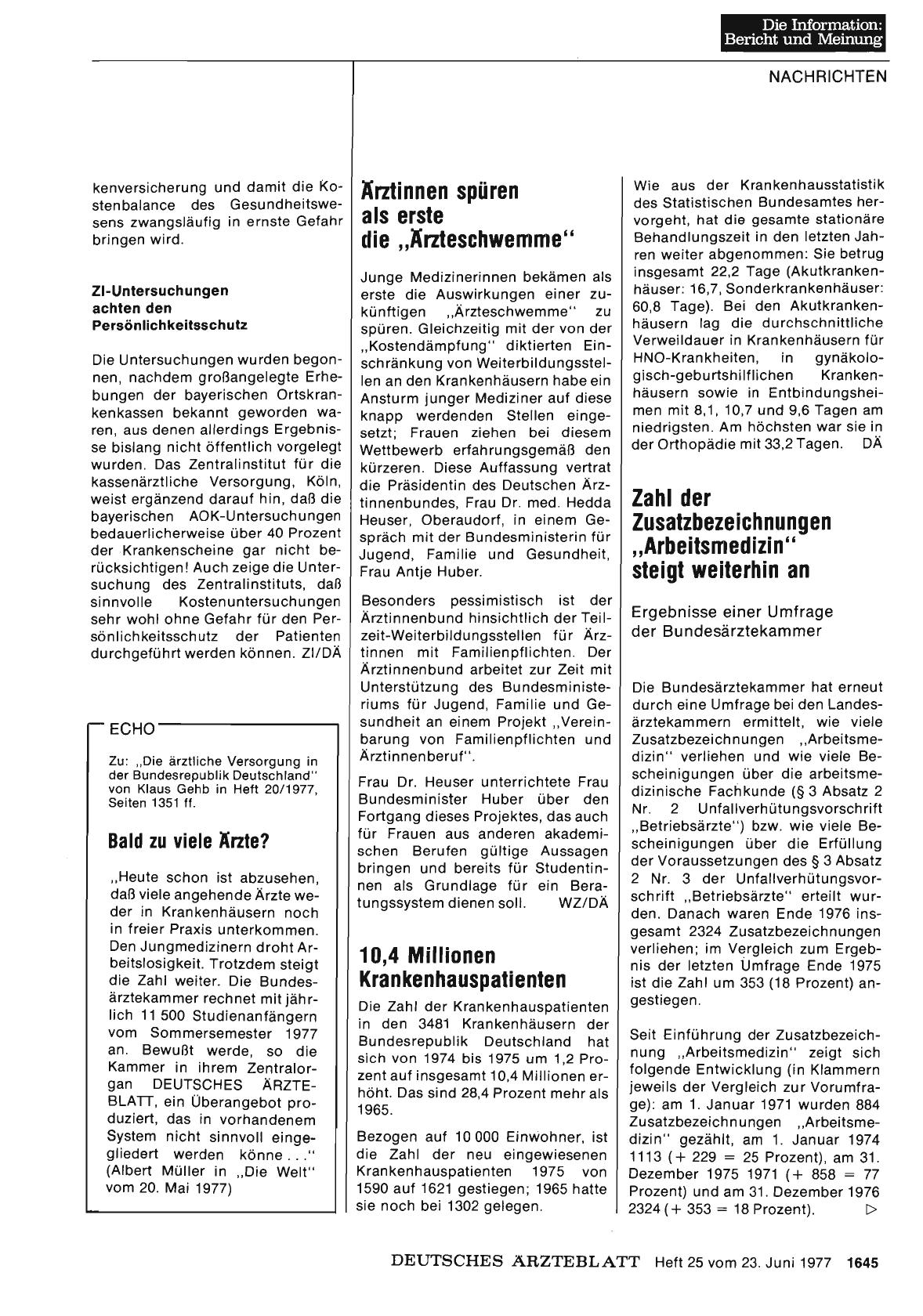 Vorschauseite 1: Bald zu viele Ärzte?