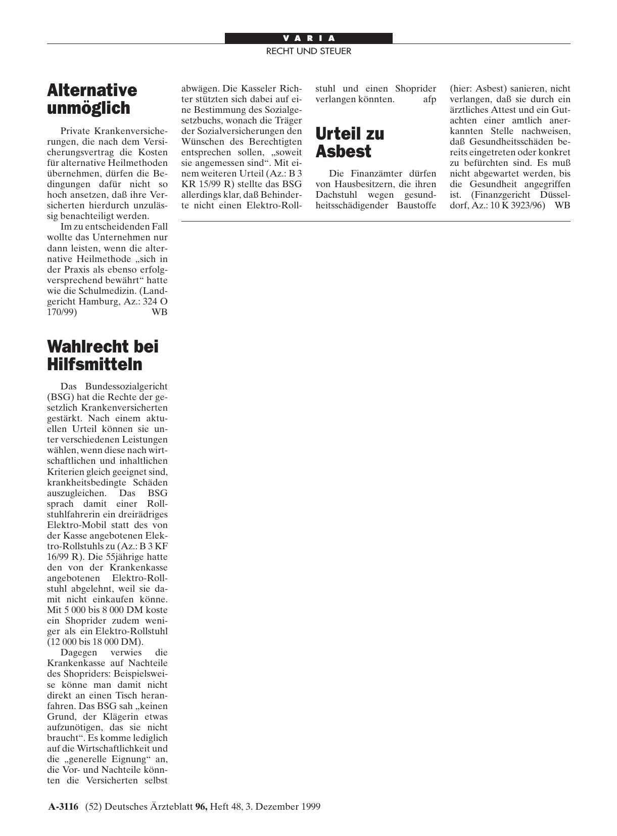 Vorschauseite 1: Urteil zu Asbest