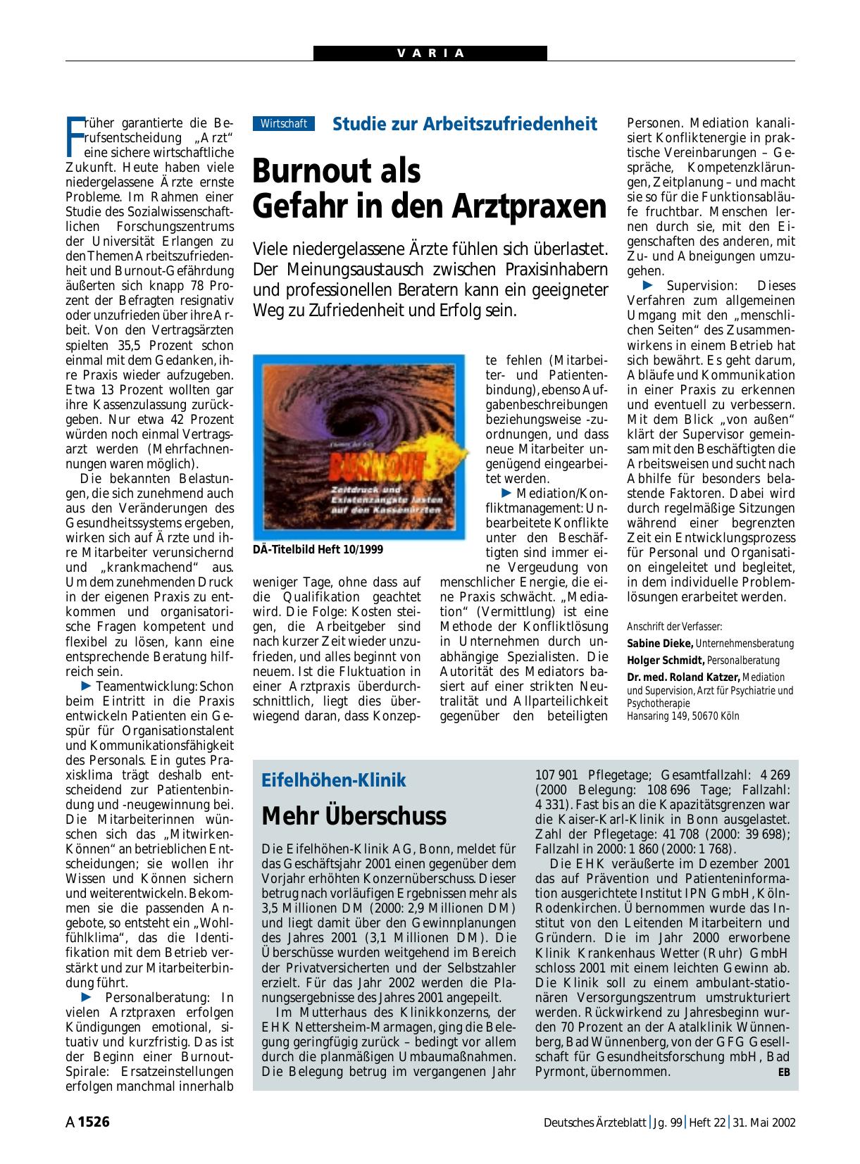 Vorschauseite 1: Eifelhöhen-Klinik: Mehr Überschuss