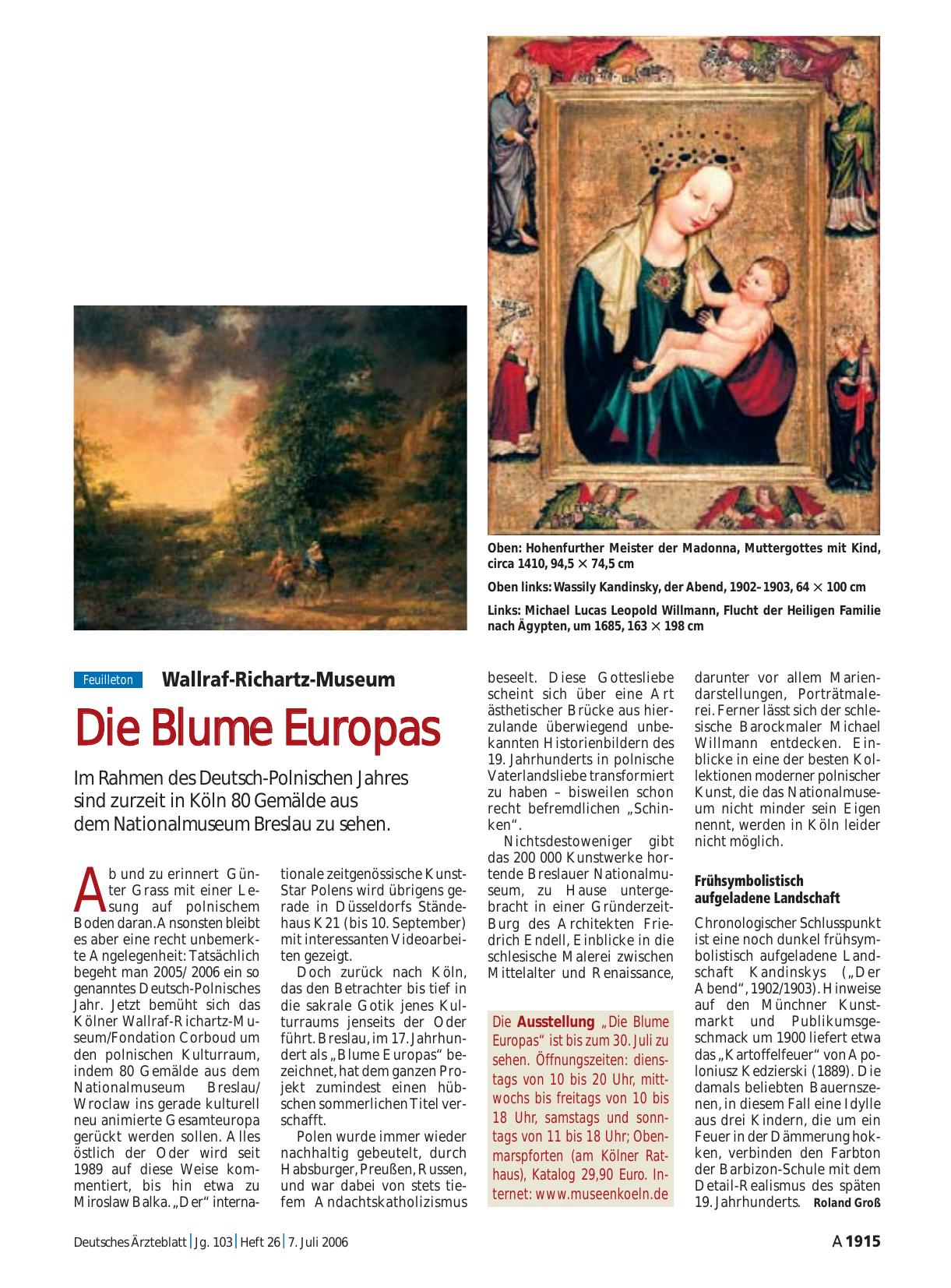 Vorschauseite 1: Wallraf-Richartz-Museum: Die Blume Europas