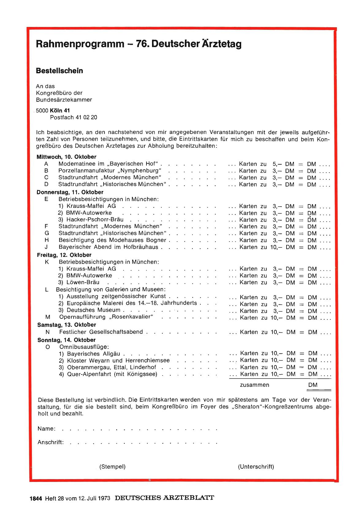 Vorschauseite 1: Rahmenprogramm 76. Deutscher Ärztetag