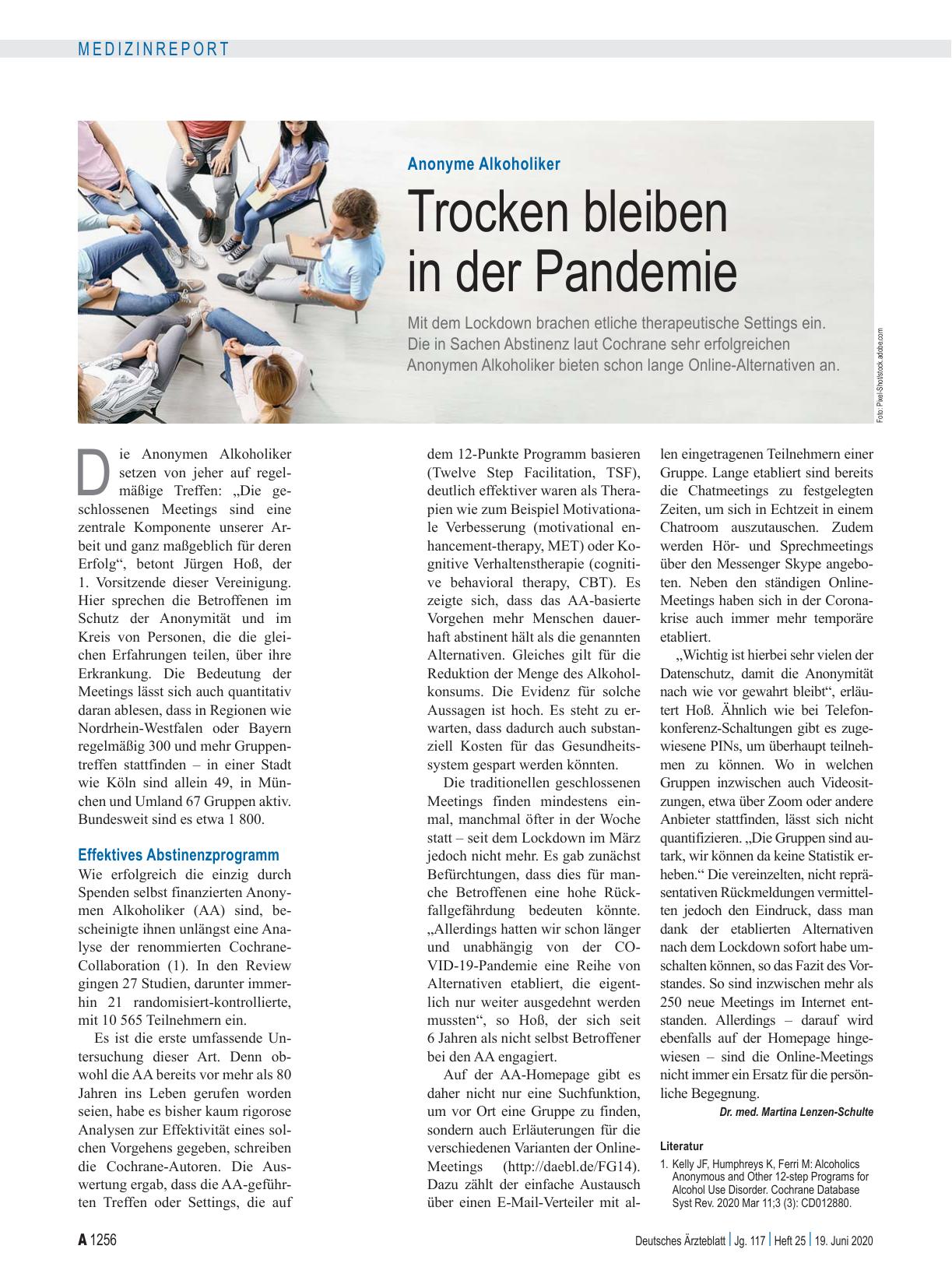 Vorschauseite 1: Anonyme Alkoholiker: Trocken bleiben in der Pandemie