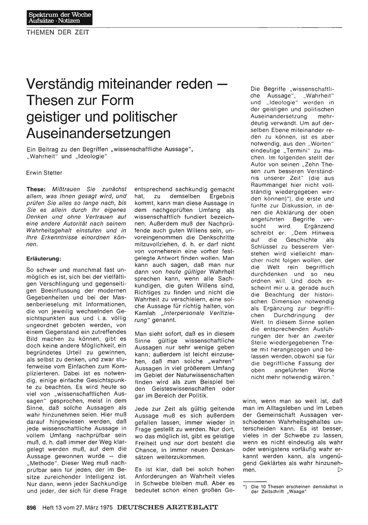 Vorschauseite 1: Verständig miteinander reden — Thesen zur Form geistiger und politischer Auseinandersetzungen