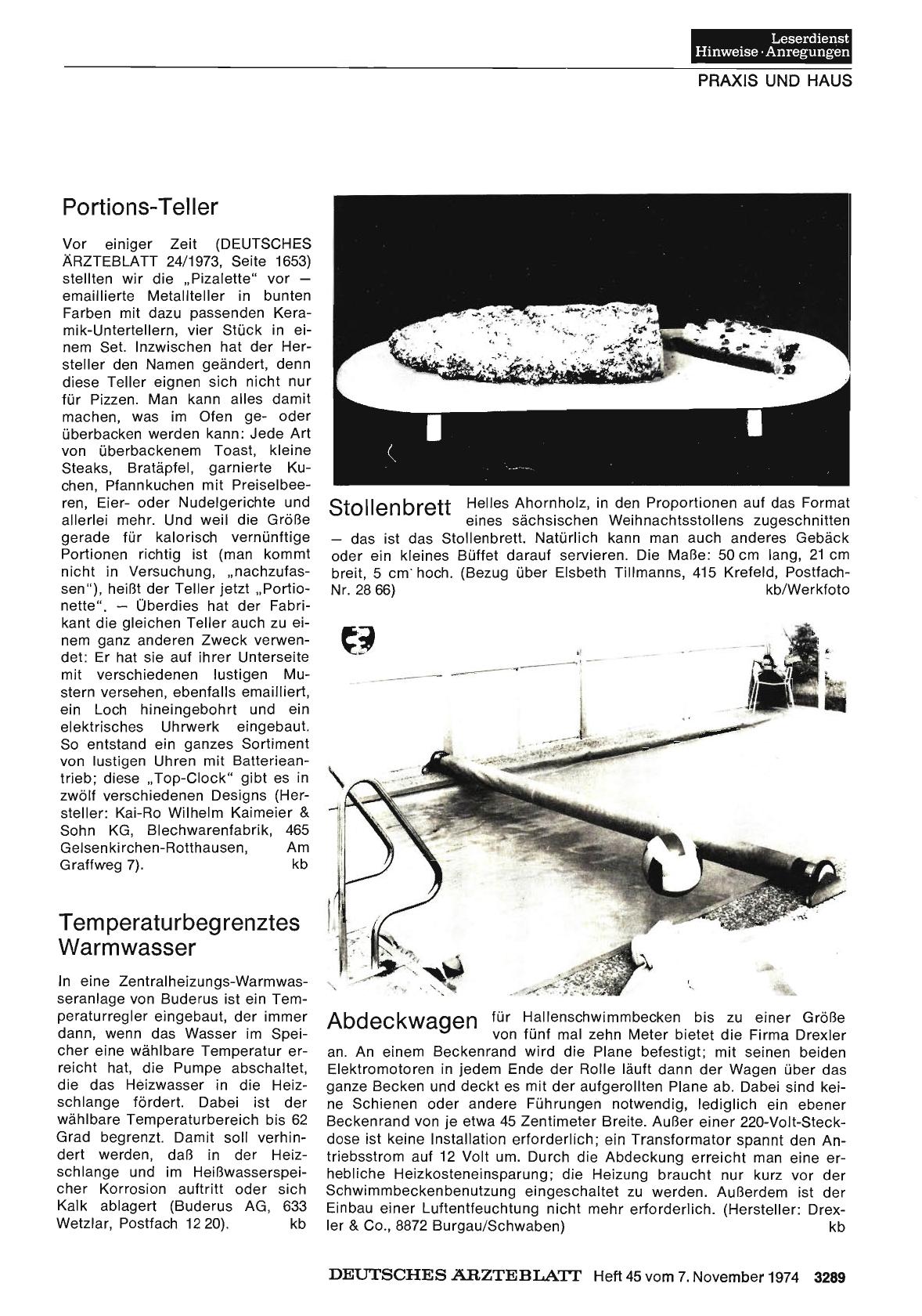 Vorschauseite 1: Portions-Teller, Temperaturbegrenztes Warmwasser, Stollenbrett, Abdeckwagen