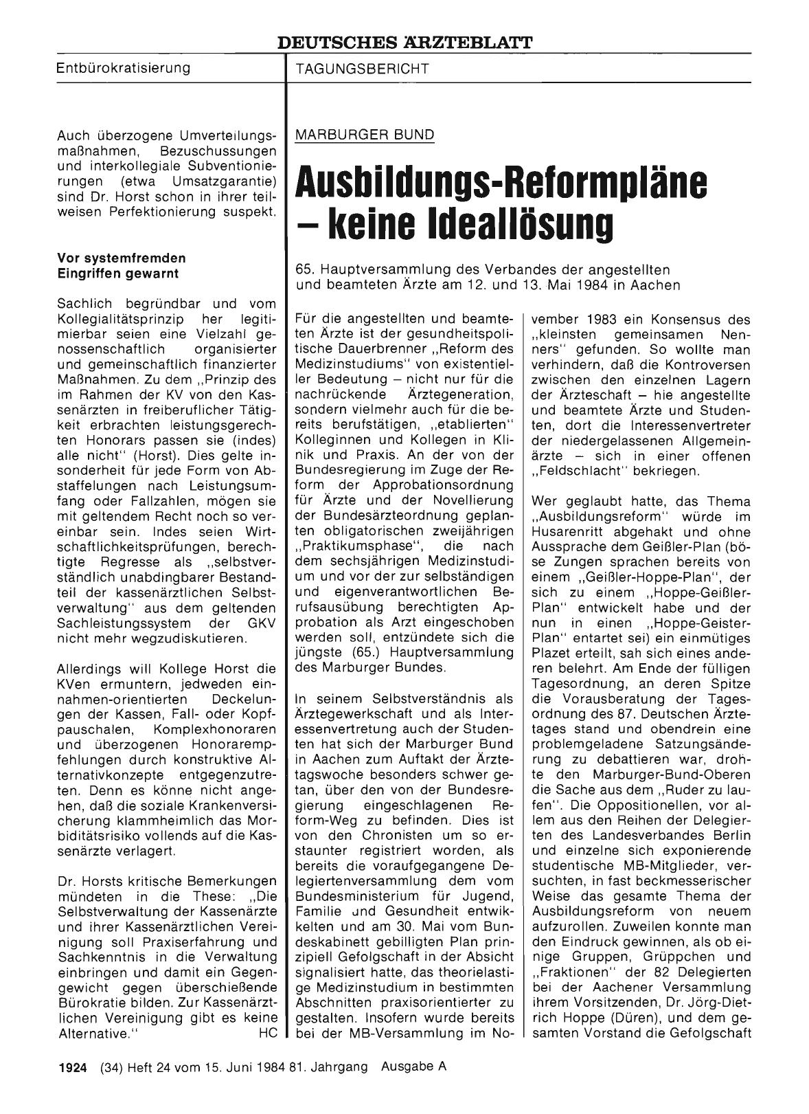 Vorschauseite 1: Ausbildungs-Reformpläne — keine Ideallösung