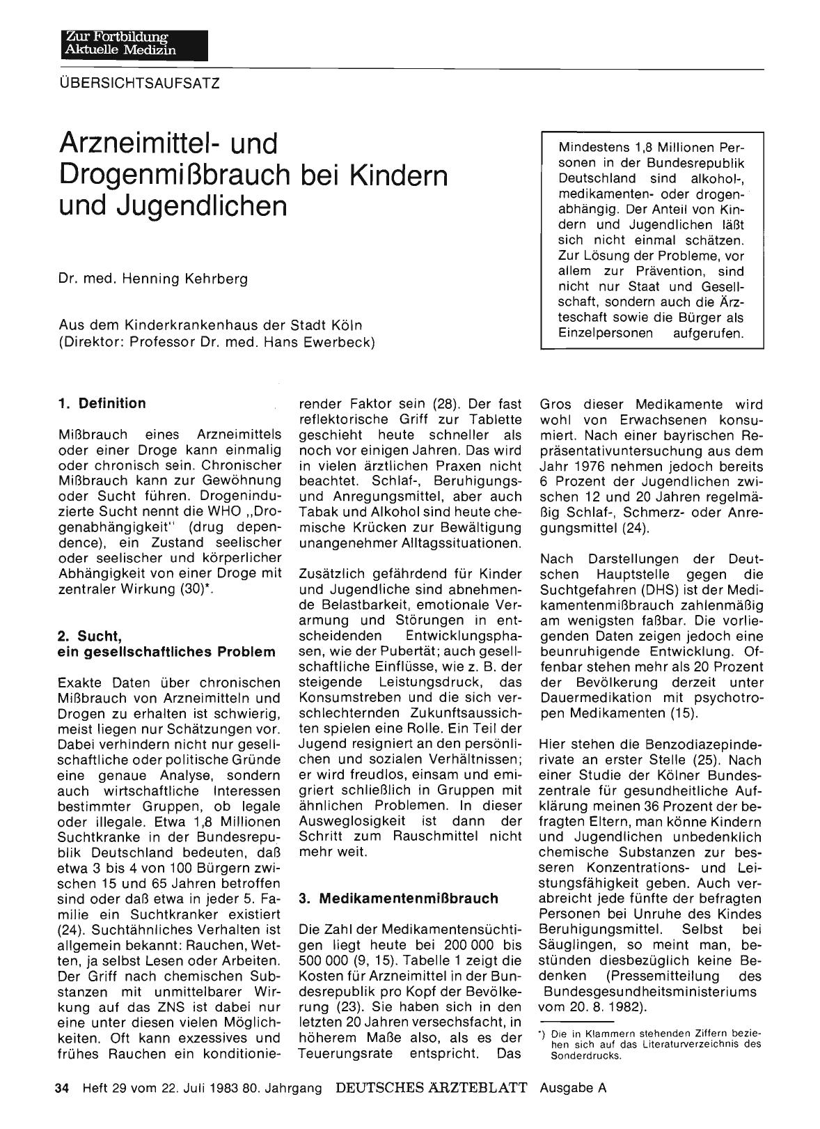 Vorschauseite 1: Arzneimittelund Drogenmißbrauch bei Kindern und Jugendlichen