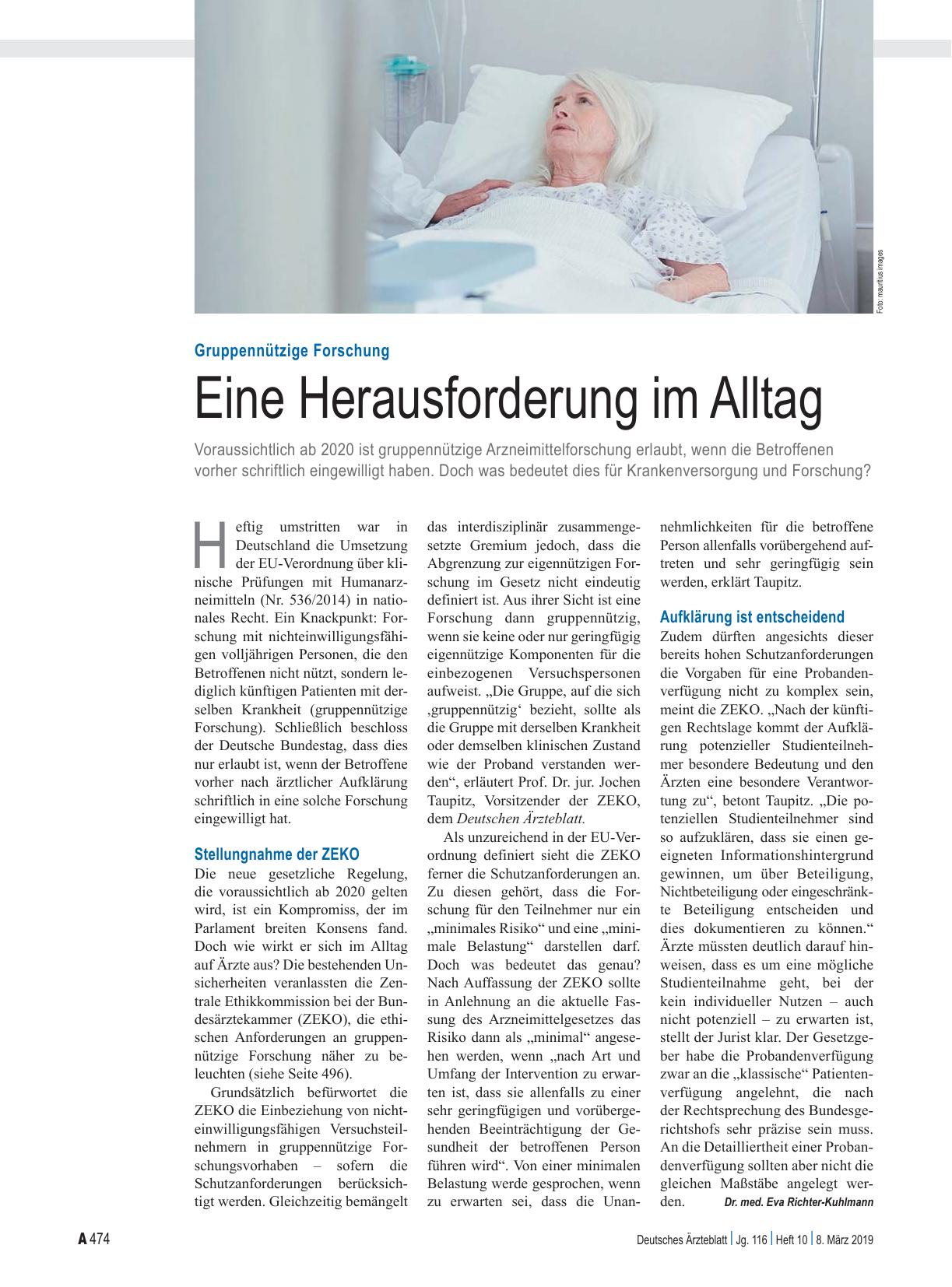 Vorschauseite 1: Gruppennützige Forschung: Eine Herausforderung im Alltag