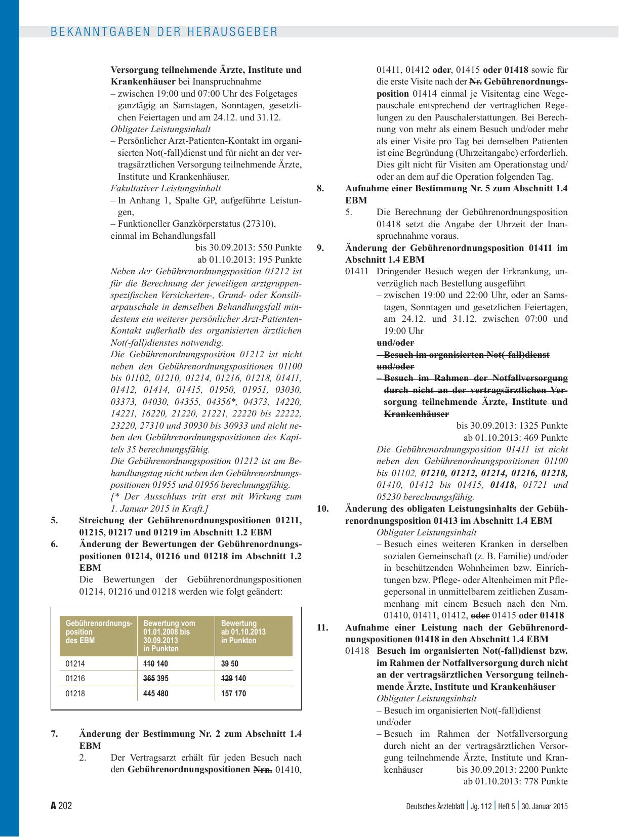 Vorschauseite 2: Beschluss des Bewertungsausschusses nach § 87 Abs. 1 Satz 1 SGB V in seiner 341. Sitzung am 17. Dezember 2014 zur Änderung des Einheitlichen Bewertungsmaßstabes (EBM)